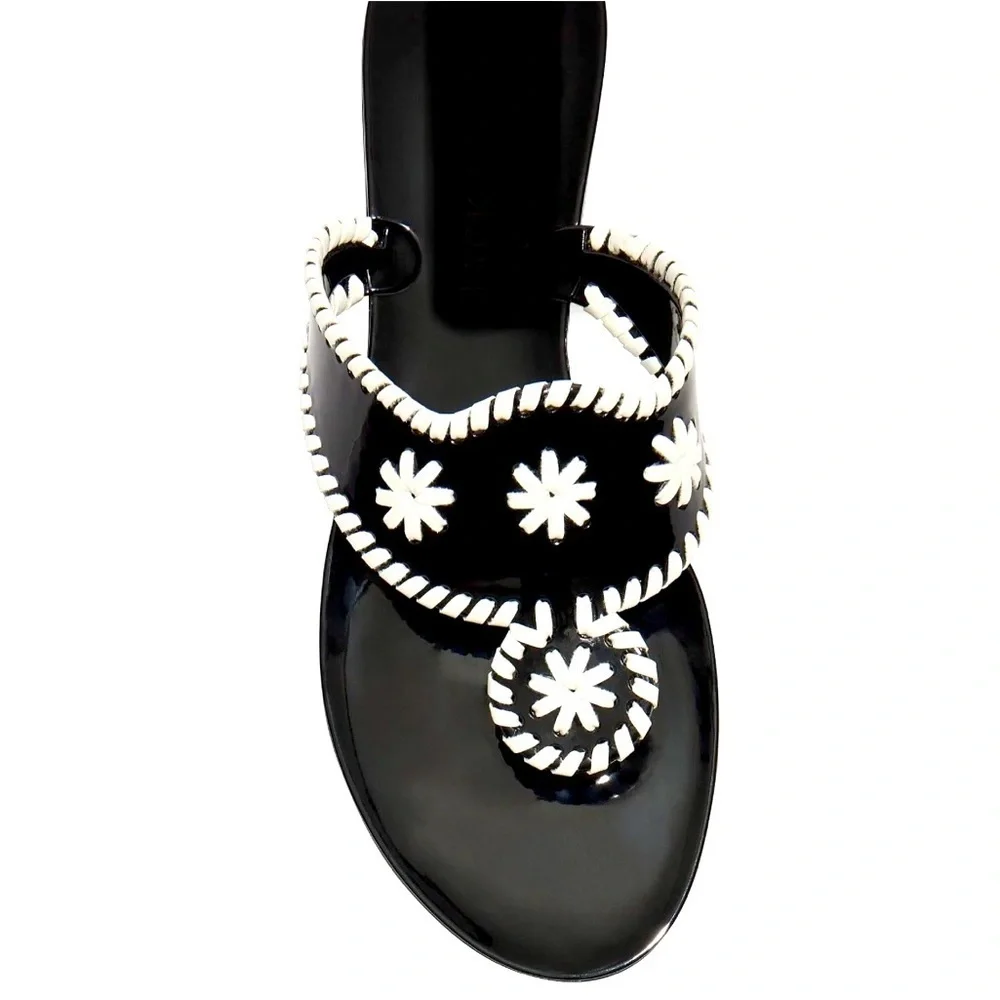 JACK ROGERS Sundance Classic Flat Sandals, black and white
